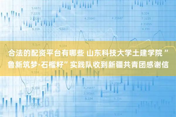 合法的配资平台有哪些 山东科技大学土建学院“鲁新筑梦·石榴籽”实践队收到新疆共青团感谢信