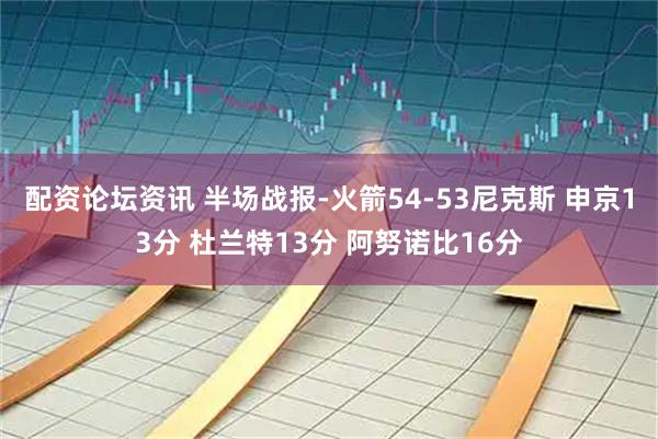 配资论坛资讯 半场战报-火箭54-53尼克斯 申京13分 杜兰特13分 阿努诺比16分
